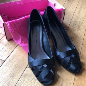 Chinese Laundry black satin heels
